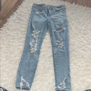 American Eagle Outfitters Light Blue Ripped Skinny Jeans